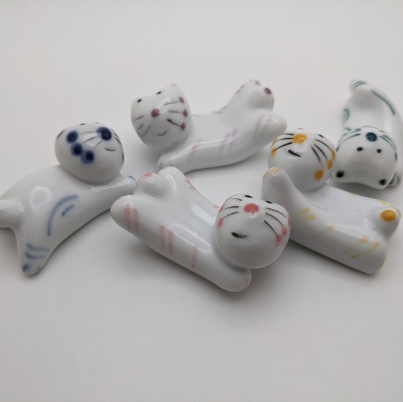 Other - Porcelain Cat Chopstick Rests-Great 4 Cat Lover- 5 Adorable Kitty Desk Helpers
